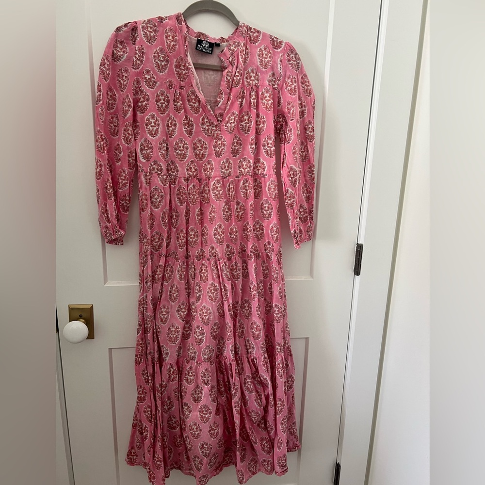 Madison Mathews Block print maxi dress, size S